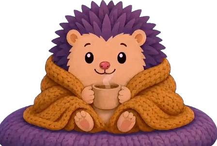 Quillo, das DreamSleep-Igel-Maskottchen, winkt zur Begrüßung